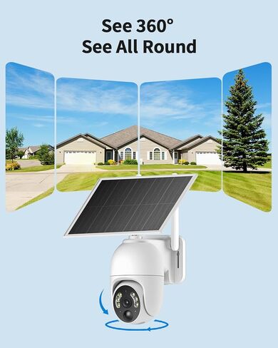4G LTE Cellular Security Camera, No WiFi Needed Security Solar Cameras Wireless Outdoor with SIM Card, 2K HD Video, 360° View, Color Night Vision, PIR Motion in Kuwait