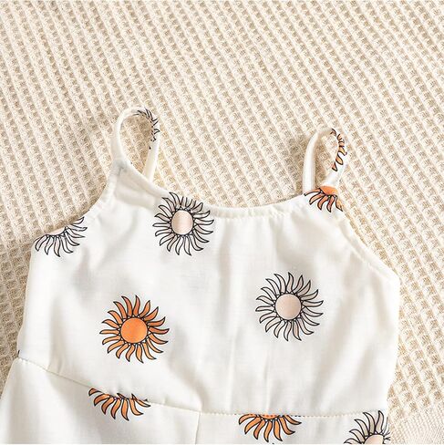 Emmababy Cow Print Baby Girl Bell Bottom Romper Toddler Floral Overalls Sleeveless Flare Jumpsuit Summer Clothes Western in Saudi Arabia
