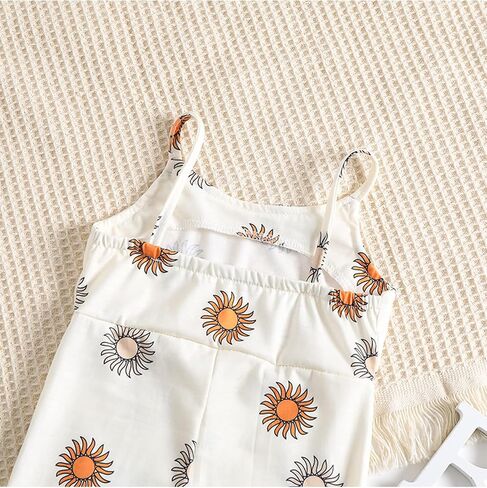 Emmababy Cow Print Baby Girl Bell Bottom Romper Toddler Floral Overalls Sleeveless Flare Jumpsuit Summer Clothes Western in Saudi Arabia
