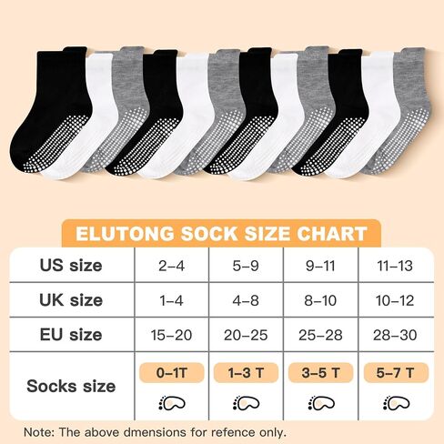ELUTONG 16 Pairs Toddler Grip Socks for Boys Girls Non Slip Ankle Grippy Socks for Baby Infant Kids Aged 1-7T in Saudi Arabia