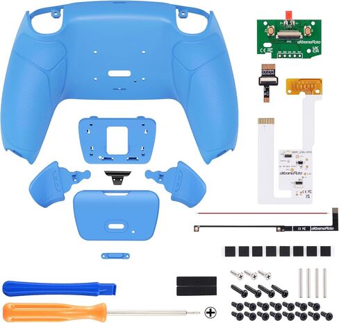 eXtremeRate Starlight Blue Rubberized Grip Programable RISE V3 Remap Kit for PS5 Controller BDM-030 040 050, Upgrade Board Redesigned Bottom Shell Back Buttons for PS5 Controller - NO Controller in Saudi Arabia