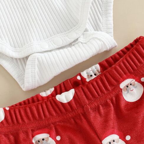 Baby Girl Santa Christmas Outfits Letter Long Sleeve Romper Tops+Bell Bottom Pants+Headband 3Pcs Clothes Set in Saudi Arabia