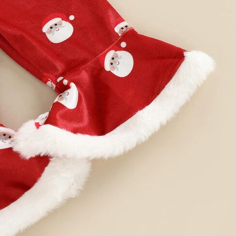 Baby Girl Santa Christmas Outfits Letter Long Sleeve Romper Tops+Bell Bottom Pants+Headband 3Pcs Clothes Set in Saudi Arabia