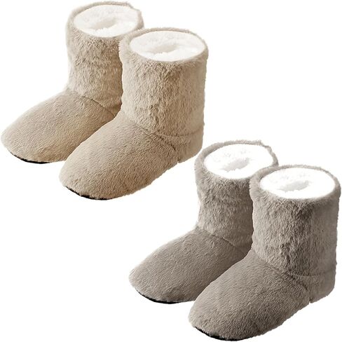 Geyoga 2 Pairs Women's Fuzzy Bootie Slippers Soft Warm Plush Slipper Socks Fuzzy Booties for Women Winter House Indoor Cozy Slippers in Saudi Arabia