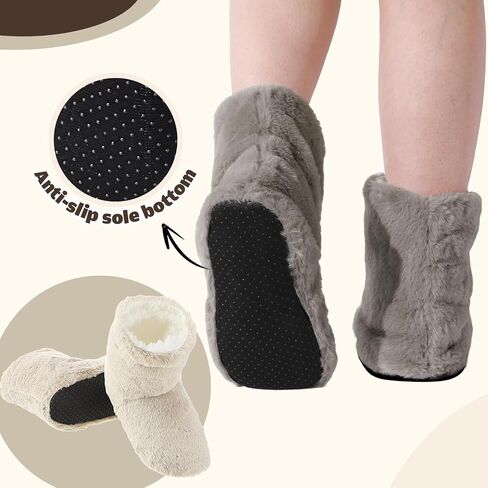 Geyoga 2 Pairs Women's Fuzzy Bootie Slippers Soft Warm Plush Slipper Socks Fuzzy Booties for Women Winter House Indoor Cozy Slippers in Saudi Arabia