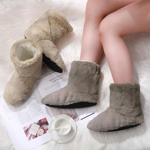 Geyoga 2 Pairs Women's Fuzzy Bootie Slippers Soft Warm Plush Slipper Socks Fuzzy Booties for Women Winter House Indoor Cozy Slippers in Saudi Arabia
