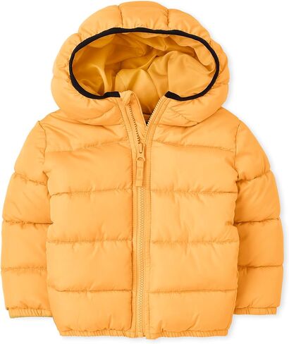 The Children's Place Baby Boys' and Toddler Medium Weight Puffer Jacket, Wind, Water-Resistant, Blue Firetrucks in Saudi Arabia