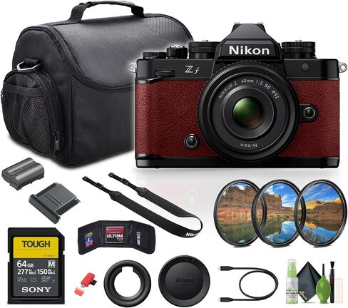 Nikon Zf 24.5 MP Full-Frame Mirrorless 4K Video Recording Camera with Special Edition Prime Lens NIKKOR Z 40mm f/2 (Red) Bundle with Camera Bag + 64GB UHS-II Memory Card + Lens Filter Kit (Renewed) in Saudi Arabia