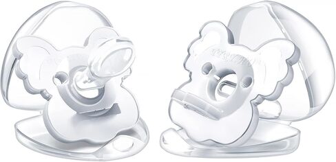 TYRY.HU Soother Baby Pacifiers, BPA-Free Silicone Newborn Pacifiers with Leaf Handle & 2 Air Holes for Safety to Baby, Koala Shape Pacifier, 4 Set with Pacifier Holder Case(Clear) in Saudi Arabia