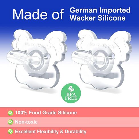 TYRY.HU Soother Baby Pacifiers, BPA-Free Silicone Newborn Pacifiers with Leaf Handle & 2 Air Holes for Safety to Baby, Koala Shape Pacifier, 4 Set with Pacifier Holder Case(Clear) in Saudi Arabia