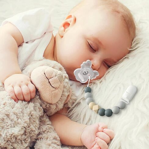 TYRY.HU Soother Baby Pacifiers, BPA-Free Silicone Newborn Pacifiers with Leaf Handle & 2 Air Holes for Safety to Baby, Koala Shape Pacifier, 4 Set with Pacifier Holder Case(Clear) in Saudi Arabia