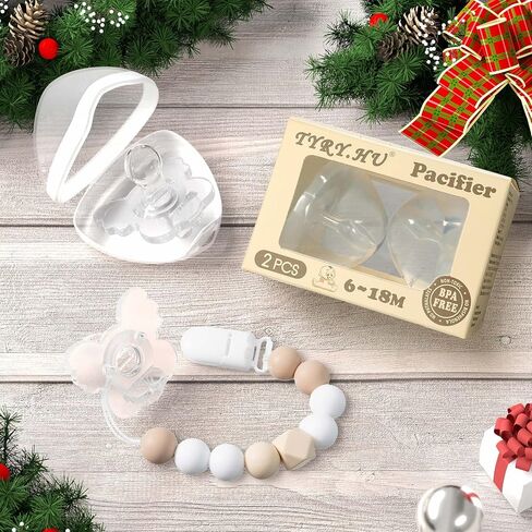 TYRY.HU Soother Baby Pacifiers, BPA-Free Silicone Newborn Pacifiers with Leaf Handle & 2 Air Holes for Safety to Baby, Koala Shape Pacifier, 4 Set with Pacifier Holder Case(Clear) in Saudi Arabia