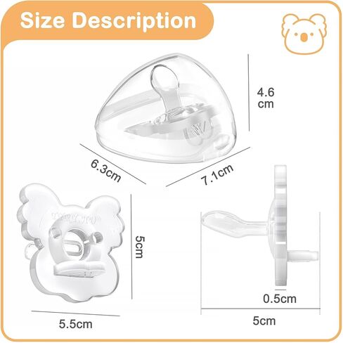 TYRY.HU Soother Baby Pacifiers, BPA-Free Silicone Newborn Pacifiers with Leaf Handle & 2 Air Holes for Safety to Baby, Koala Shape Pacifier, 4 Set with Pacifier Holder Case(Clear) in Saudi Arabia