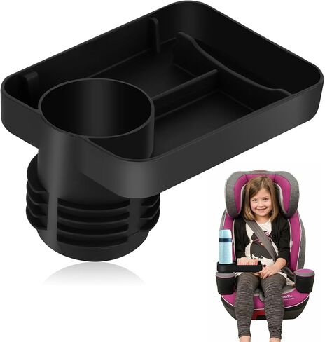 Car Seat Cup Holder Snack Tray - Silicone Travel Tray for Car Seat with Expandable Base for Fruit, Toys, Books Essentials Fits Most Cup Holders Blue in Saudi Arabia