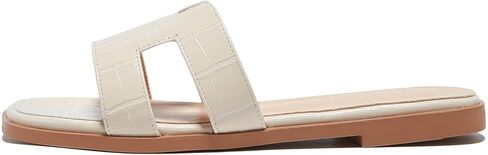 TRULAND H Strap Flat Slide Sandals for Women - Cute Fashion Open Square Toe Summer Dressy Sandals in Kuwait