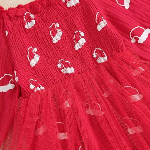 Baby Girl Christmas Romper Dress Puff Sleeve Christmas Tulle Dresses Newborn Infant Fall Winter Clothes Outfits in Saudi Arabia