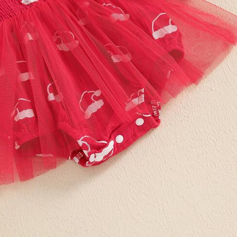 Baby Girl Christmas Romper Dress Puff Sleeve Christmas Tulle Dresses Newborn Infant Fall Winter Clothes Outfits in Saudi Arabia