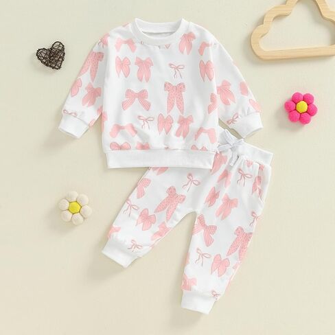 Toddler Girl 2 Piece Clothes Baby Floral Sweatsuit Set Daisy Sweatshirt Sweatpants Tracksuit Fall Winter outfits in Kuwait