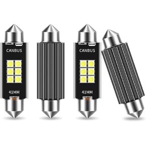 8 PCS 39mm Car Double-pointed Reading Light, 3030 6SMD Wide Voltage High-definition Condenser Lens LED License Plate Light, 360° Lighting Car Replacement Accessories, for Most Models (White)