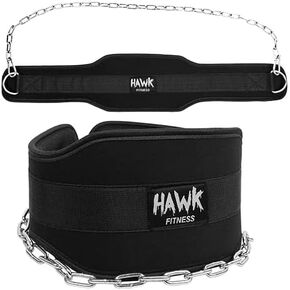 Hawk Sports Dip Belt with Chain for Men & Women, Black 6-Inch Wide Weight Belt with 36" Steel Chain for Safely Lifting up to 300 lbs., for Faster Muscle Growth, Pull Ups, Strength Training