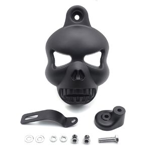 HONGK- Black Skull Horn Cover Compatible with Harley Big Twins V-Rods Stock Cowbell Horns 1992-2013 [B01C0SRXFY]