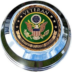 Indian Gas Cap Coin Mount Set with Army Veteran for Chieftain, Chief Classic, Chief Vintage, Dark Horse, Roadmaster