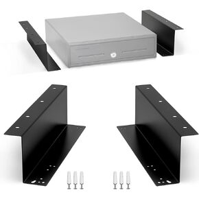 Cash Drawer Under Counter Mounting Metal Bracket - 13“ White Heavy Duty Steel Mounting Brackets for Under Desk Installation - Under Cabinet Bracket Compatible with Most Cash Registers