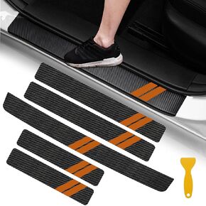 5 قطع ملصقات تزيين لعتبة الباب لسيارة دودج تشارجر تشالنجر دورانجو رحلة عالمية تناسب جميع سيارات دودج من الألياف الجلدية لحماية عتبة الباب (زخرفة حمراء) in Kuwait