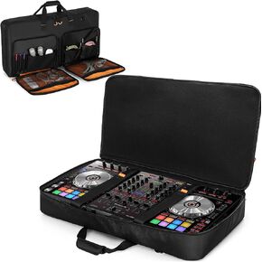 DJ Controller Bag Compatible with Pioneer DDJ-FLX4/ DDJ-400/ DDJ-SB2/ DDJ-SB3/ DDJ-REV1, Padded DJ Controller Carrying Case with Laptop Compartment and Accessory Pockets for DJ Mixer, DJ Cable
