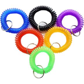 HAMIYELL Pack of 6 Colorful Spring Spiral Wrist Coil Key Chain, Wristband Key Ring