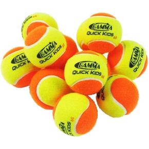 Gamma Quick Kids (Transition) Practice Tennis Balls: Red 36, Orange 60, or Green 78 Dot (25%-50% Slower Ball Speed) - 12, 36, 48, 60 Pack Sizes