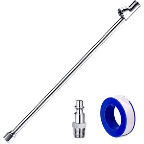 14" Extended Reach Dual Head Air Chuck, 2-Way Connection 1/4" FNPT Straight Lock On Tire Inflate Chuck, Tire Chuck with Standard Quick Plug, Air Compressor Fill Kit for Truck RV Semi Dually Tires