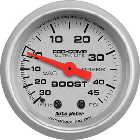 Auto Meter 4308 Ultra-Lite Mechanical Boost/Vacuum Gauge 2.3125 in.