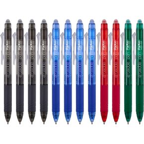 ParKoo Retractable Erasable Gel Pens Clicker Fine Point 0.7 mm, No Need for White Out, Black Ink for Completing Sudoku and Crossword Puzzles, 12-pack