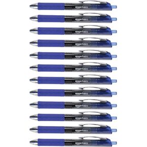 Amazon Basics Retractable Gel Pens, Fine Point (0.7mm), Assorted Colors, 12 Count (Pack of 1)