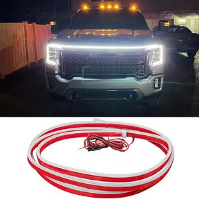 94.5 Inch Car Hood Light Strip, White Exterior Dynamic Car LED Hood Light, Flexible & Waterproof, Universal Exterior Daytime Running Light Strip with Fuse Protection for Cars, SUVs, Trucks