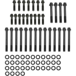Cylinder Head Bolt Set Black Compatible with SB Chevy 350 383 400 SBC with washers