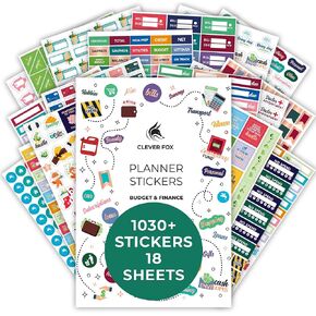 Budget Stickers by Clever Fox - 18 Sheets Set of 1030+ Unique Budget Planner Stickers for Your Monthly, Weekly & Daily Planner, Budget Planner, Calendar or Journal, Budget Sticker Book (Budget Pack)