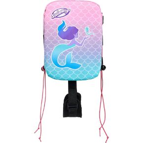 SwimWays Power Swimr Outdoor Pool Swim Vest for Kids, Adjustable Kid Pool Float for Swim Training, Medium Pink Mermaid