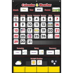Godery Calendar and Weather Pocket Chart, Classroom Organized Chart, 149 Pieces