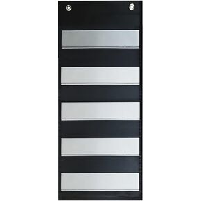9" Wide x 22" Tall Pocket Chart, Black - Sturdy Pocket Chart for Classroom for Sentence Strips - Easy to Use & Hang, Reusable Black Pocket Chart