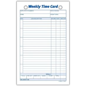 Adams Weekly Time Cards, 1-Sided, 4.25 x 6.75 Inches, White Index Bristol Paper, 100 Cards Per Pack (9616ABF)