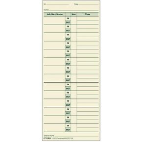 TOPS Job Cards, 2-Sided, 3-1/2" x 8-1/2", Manila, Green Print Front/Back, 500-Count (1290)
