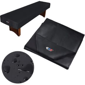 GSE Games & Sports Expert 9'/12'/14'/16' Heavy-Duty Leatherette Shuffleboard Table Cover for Shuffleboard Table Accessories (Black/Brown)