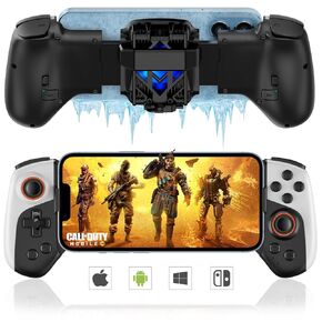 Wireless Gamepad Controller for iPhone iOS Android Switch PC with Cool Conduction Plate RGB Colling Fan, Phone Controller Joystick for iPhone 15/14/13, Samsung, LG, Google, Turbo/Macro Function, COD
