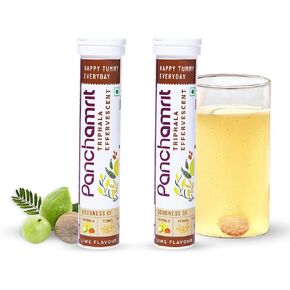 Triphala Effervescent | Relieves Constipation, Colon Cleanse, Improves Digestive Health & Manage Weight | with Ayurvedic Herbs, Triphala &Saunf along with Prebiotics|20 Tablets (Pack of 2)