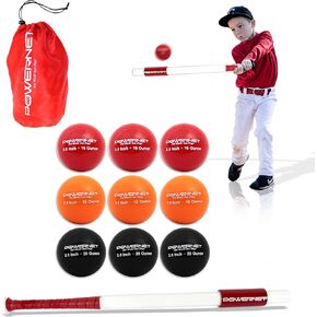 PowerNet Sweet Spot Training Bat + Baseball 2.8" Progressive Weighted Ball 9 PRO Pack | Follow Through and Form | Strength and Muscle | Hand-Eye Coordination
