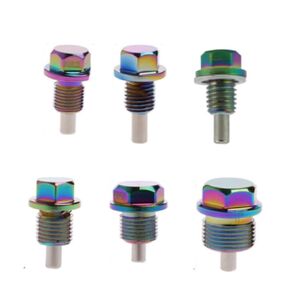 6063-T6 Hard Aluminum Alloy Strong Magnetic Oil Drain Plug, Magnetic Screws, PVD Titanium-Coated Screws, Suitable for Various Models, M12M14M16M18M20 (Colorful-M12x1.25)