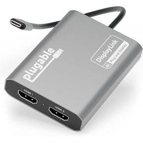Plugable USB C to HDMI Adapter, Dual Monitor 4K 60Hz for Apple Mac M1/M2/M3, DisplayLink Multiple Displays for Thunderbolt MacBook or iMac, Driver Required (USBC-6950M)