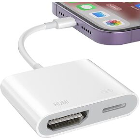 Lightning to HDMI Adapter [Apple MFi Certified], Lightning Digital AV Adapter 1080P Sync Screen Cable with Charging Port Compatible with iPhone/iPad on HDTV/Projector/Monitor No Power Needed